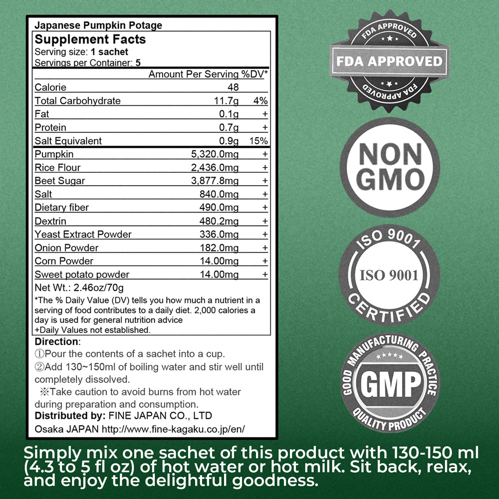 Vegan Pumpkin Soup - Non-GMO, Allergen-Free, Vegetarian Soup (1-Pack, 5 Servings) by FINE JAPAN