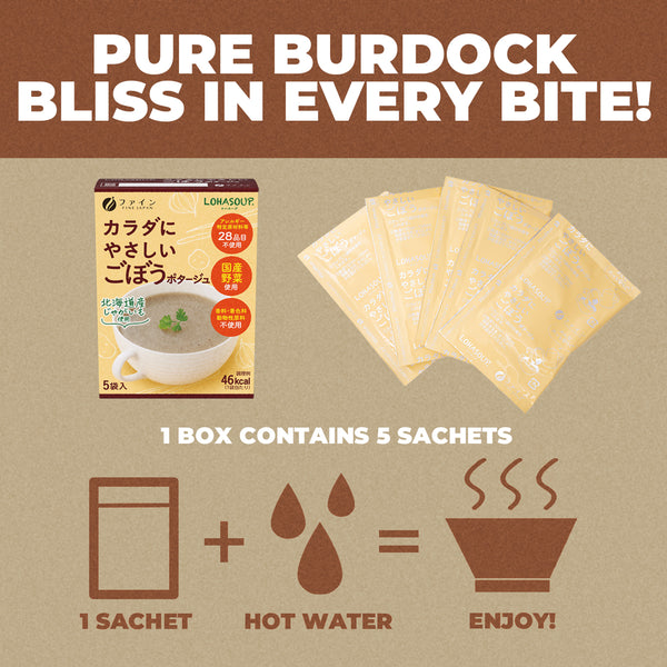 Burdock Soup (5 Box, 25 Servings), FINE JAPAN
