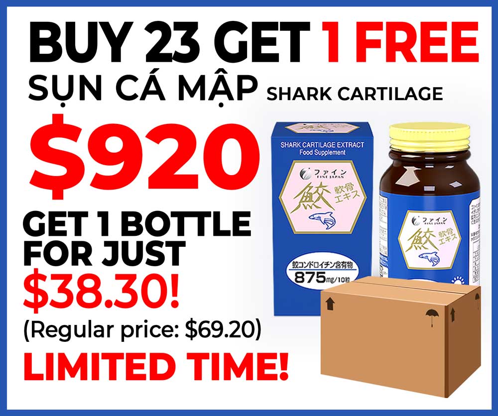 Shark Cartilage Chondroitin, Sụn Cá Mập, Bone and Joint Supplement, 52-Day Supply (520 Tablets) by FINE JAPAN