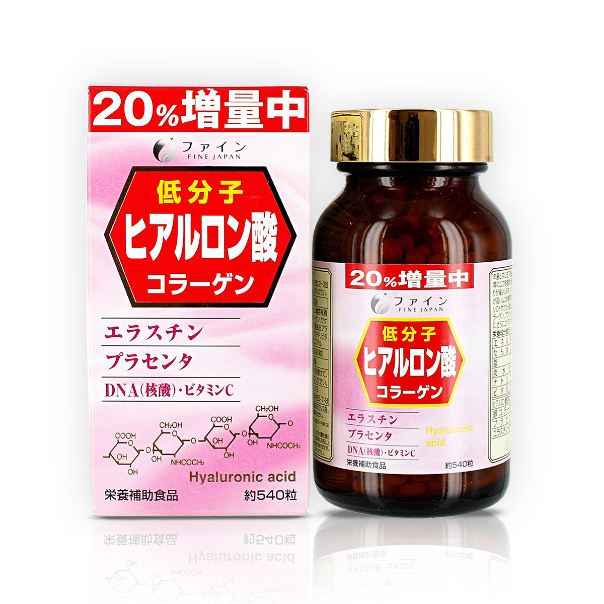 Fine Hyaluronic Acid, Collagen, Placenta (540 Tablets), FINE JAPAN