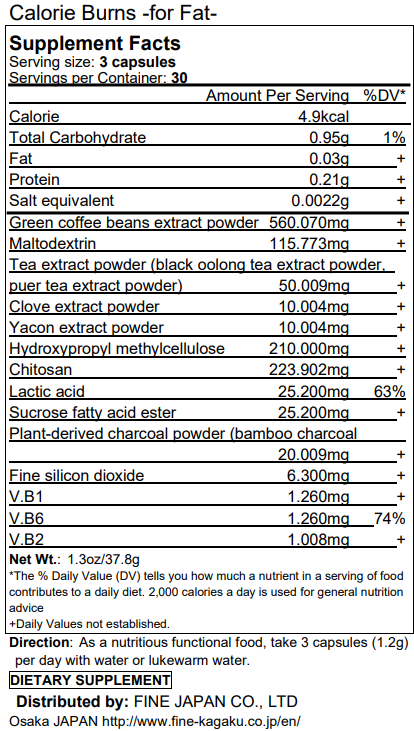 उच्च लिपिड सेवन के लिए कैलोरी नियंत्रण (90 कैप्सूल), FINEJAPAN