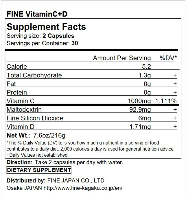 FINE Vitamin C + D (60 capsules) by FINE JAPAN