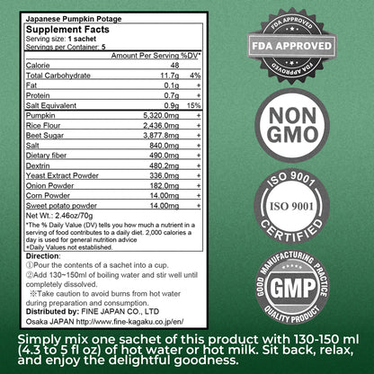 Vegan Pumpkin Soup - Non-GMO, Allergen-Free, Vegetarian Soup (1-Pack, 5 Servings) by FINE JAPAN