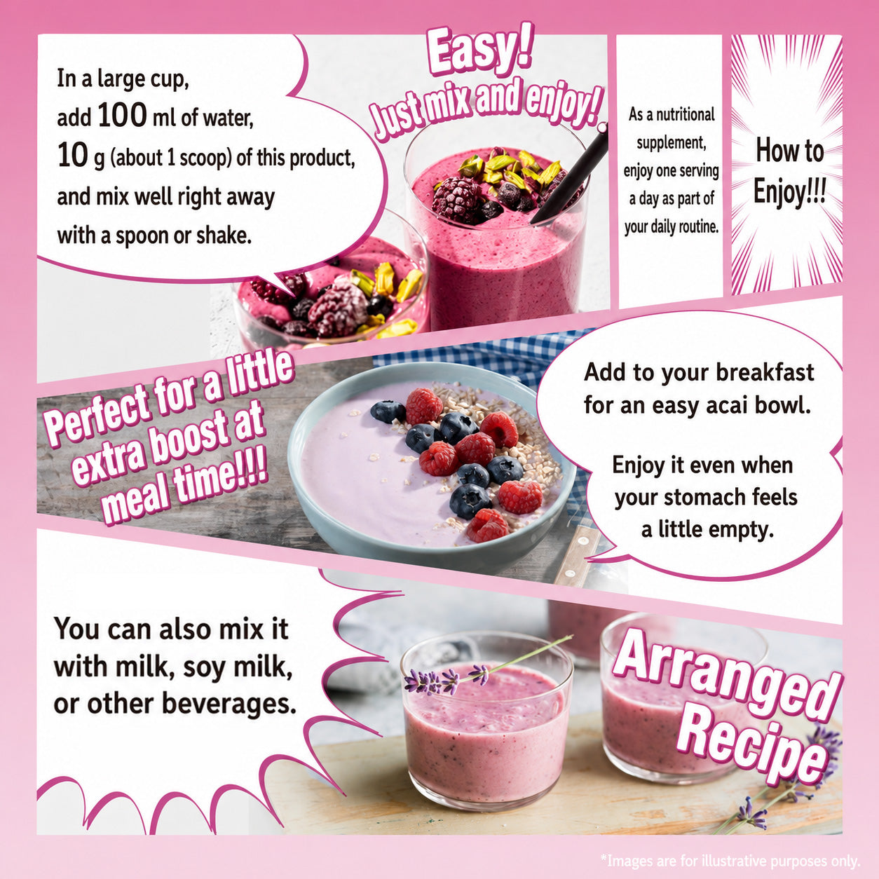 Rich Acai Smoothie Powder with 5 Superfoods and Vitamin C (200g) by FINE JAPAN