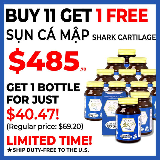 ★BUY 11 GET 1 FREE★Shark Cartilage Chondroitin, Sụn Cá Mập, Bone and Joint Supplement (11 Bottles) by FINE JAPAN