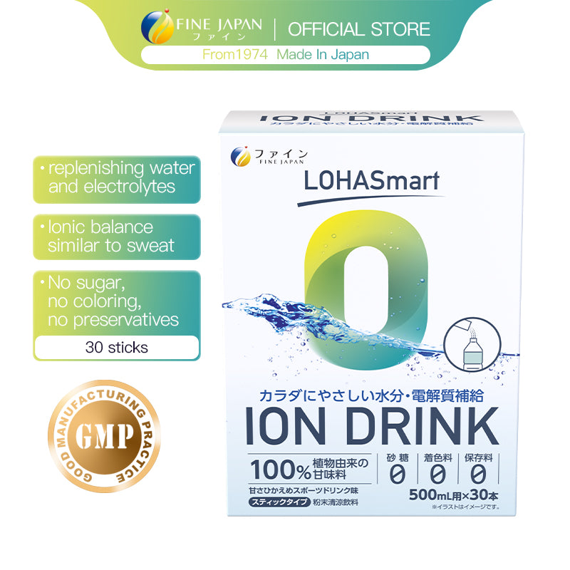 LOHASmart Ion Drink Japanese Electrolyte Beverage for Active Living 96g (3.2g x 30 Sticks) Set of 3 by FINE JAPAN