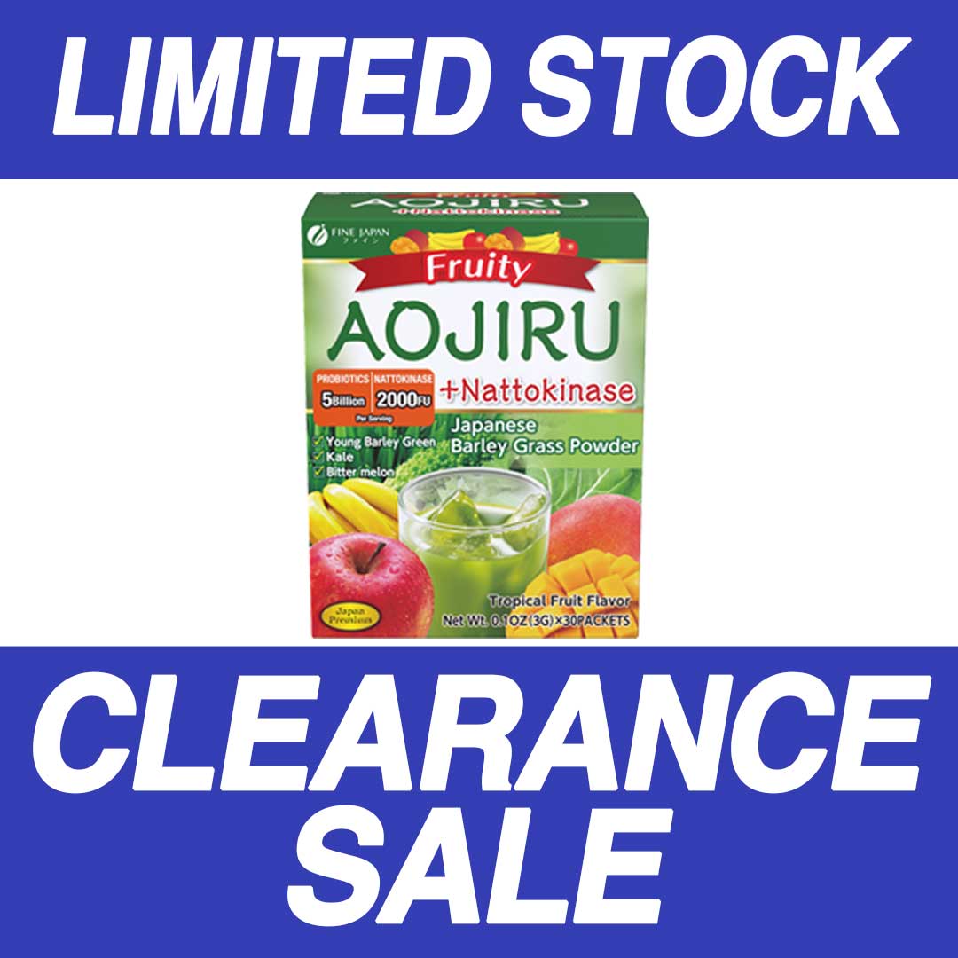 Japanese Green Aojiru Barley Grass Powder & Natto Kinase with fruits (30 Sticks) by FINE JAPAN