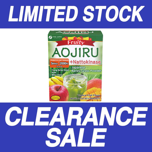 Japanese Green Aojiru Barley Grass Powder & Natto Kinase with fruits (30 Sticks) by FINE JAPAN