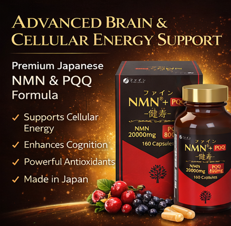 NMN + PQQ 160 Capsules Advanced Brain Support and Cellular Energy Formula with Resveratrol and Vitamin C by FINE JAPAN