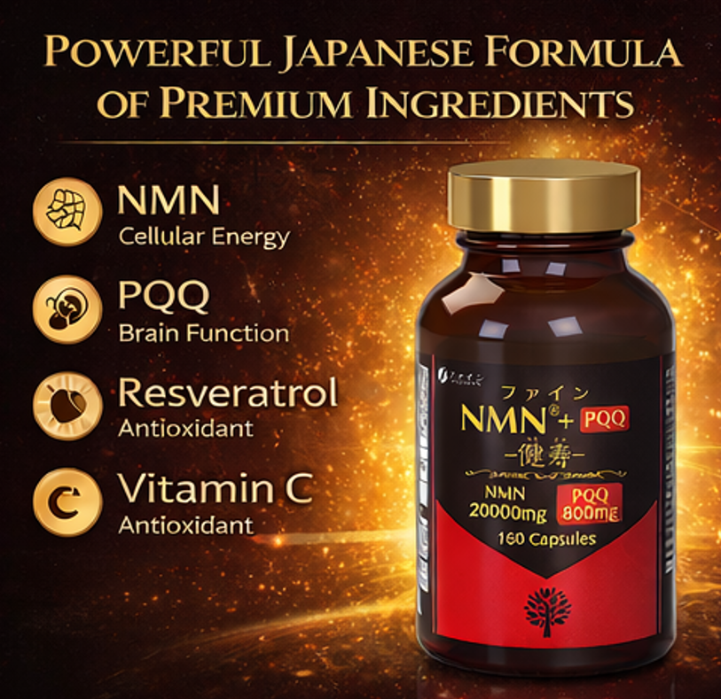 NMN + PQQ 160 Capsules Advanced Brain Support and Cellular Energy Formula with Resveratrol and Vitamin C by FINE JAPAN