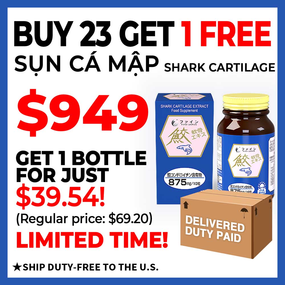★BUY 23 GET 1 FREE★Shark Cartilage Chondroitin, Sụn Cá Mập, Bone and Joint Supplement (23 Bottles) by FINE JAPAN