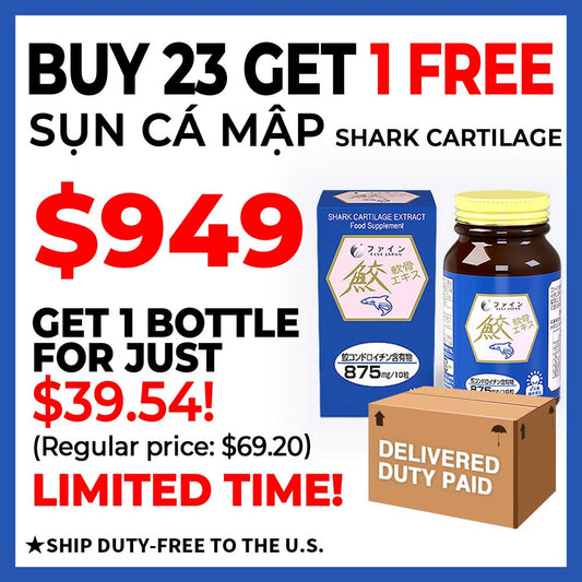 ★BUY 23 GET 1 FREE★Shark Cartilage Chondroitin, Sụn Cá Mập, Bone and Joint Supplement (23 Bottles) by FINE JAPAN