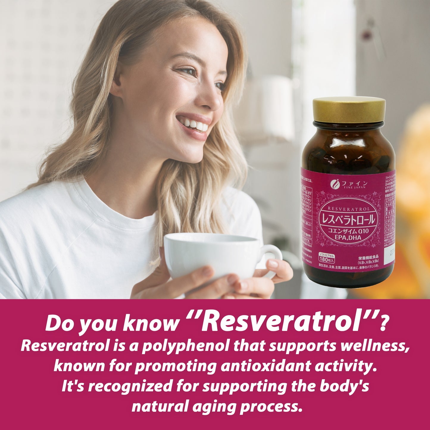 Resveratrol Coenzyme Q10, EPA DHA (180 Capsules) by FINE JAPAN