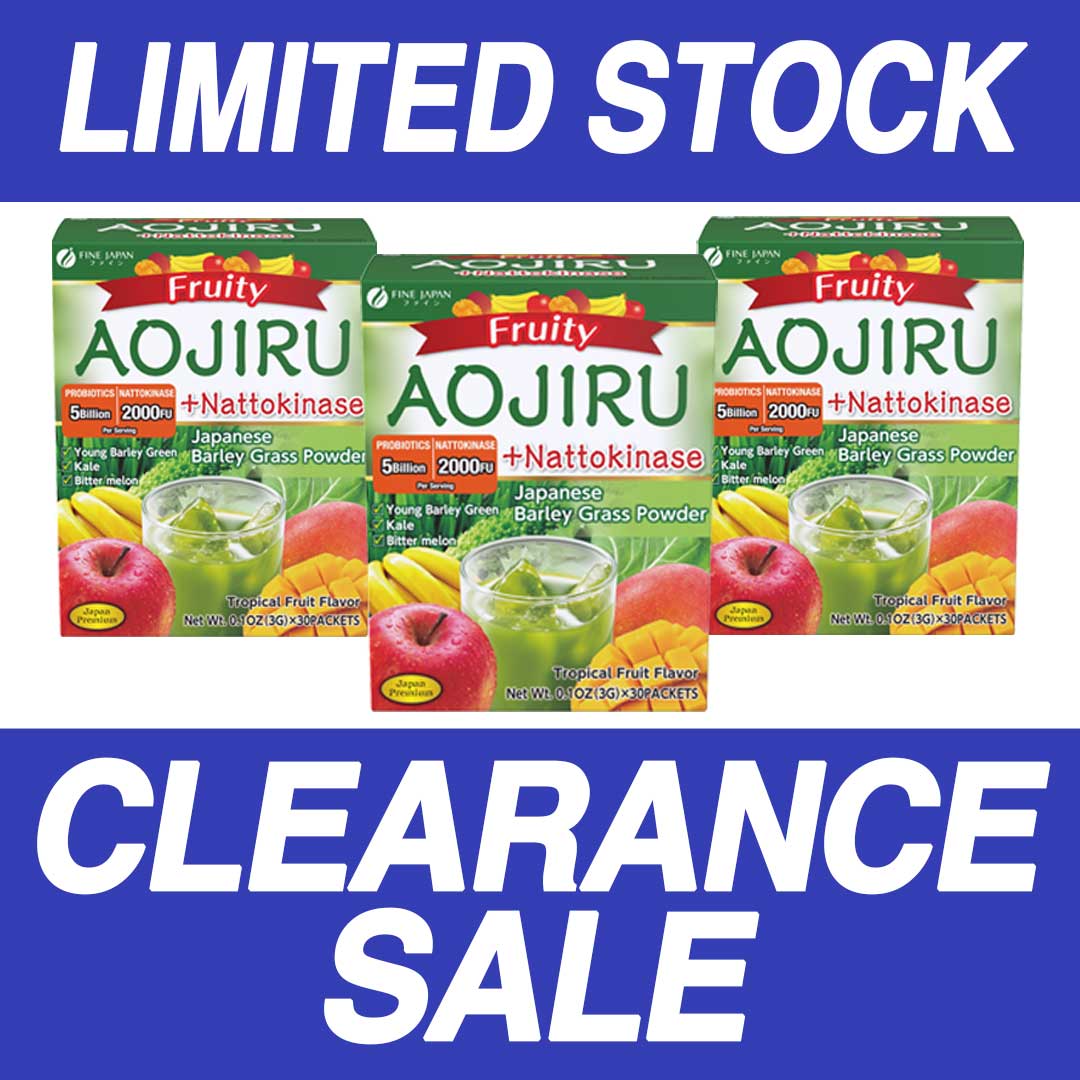 Japanese Green Aojiru Barley Grass Powder & Natto Kinase with fruits (30 Sticks) by FINE JAPAN