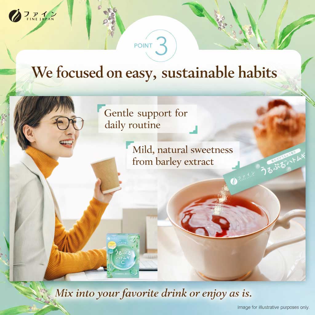 Dewy Coix Seed Powder with Vitamin C – Daily Skin Hydration (20 Sachets) by FINE JAPAN