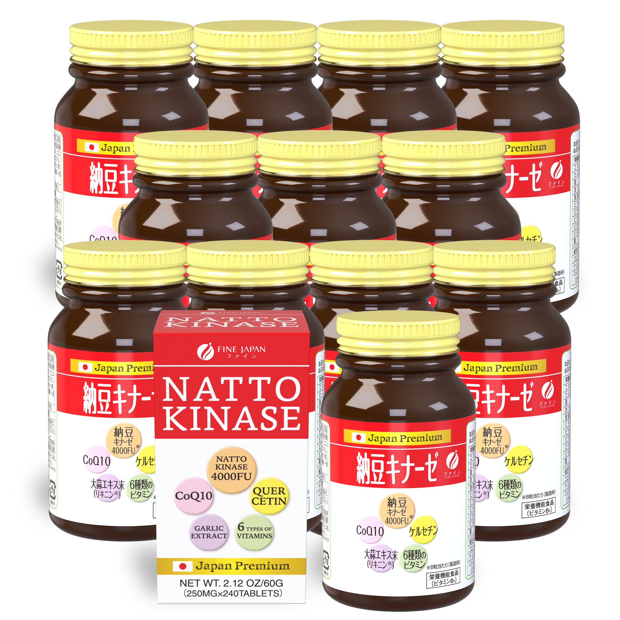 Nattokinase 4000FU (240 tablets) Set of 12 by FINE JAPAN