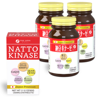 Nattokinase 4000FU (240 tablets) Set of 3 by FINE JAPAN