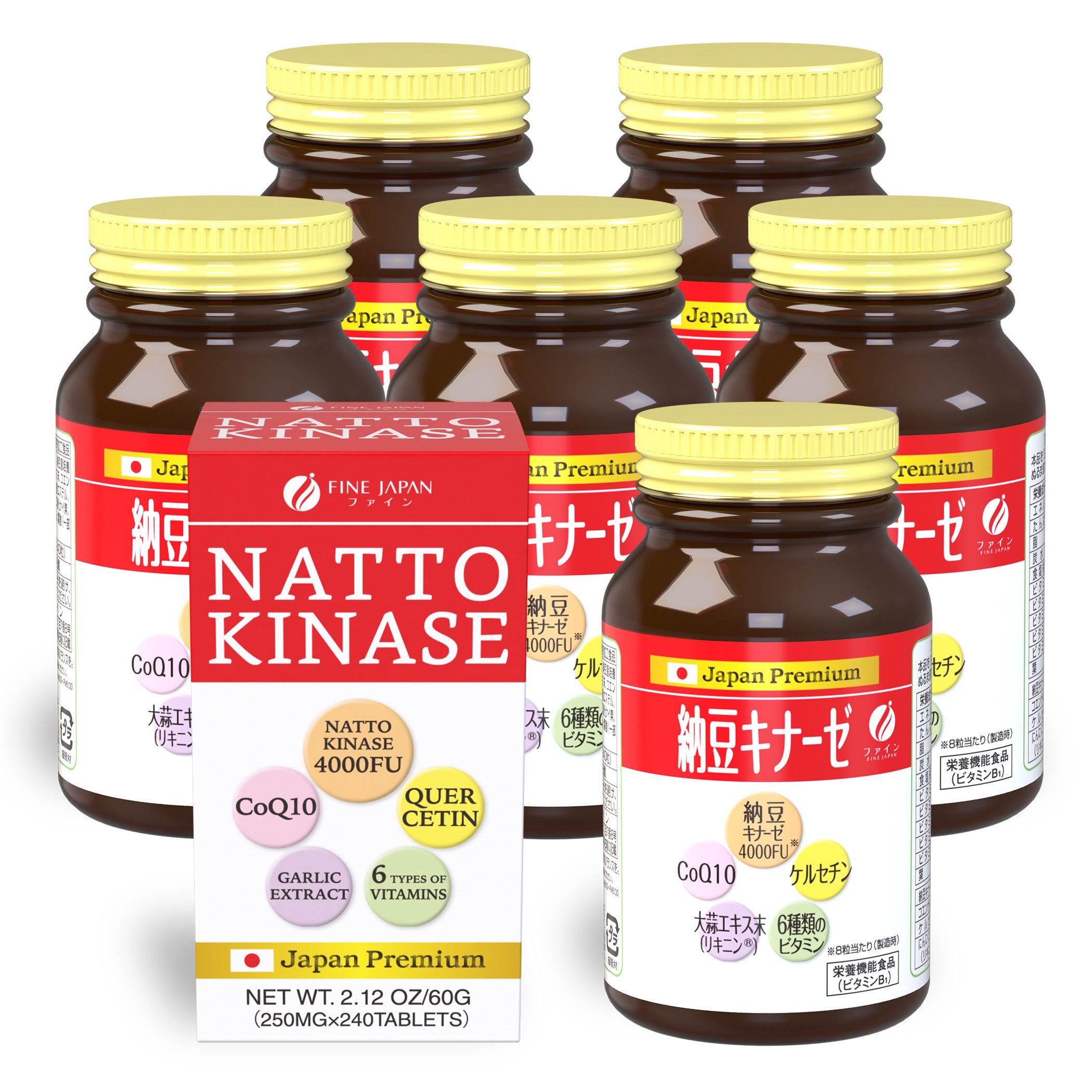Nattokinase 4000FU (240 tablets) Set of 6 by FINE JAPAN