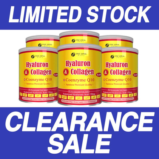 Premium Marine Collagen Powder with Hyaluronic Acid, CoQ10 & Elastin (196g/6.9oz x 28-Day Supply) Set of 6 by FINE JAPAN