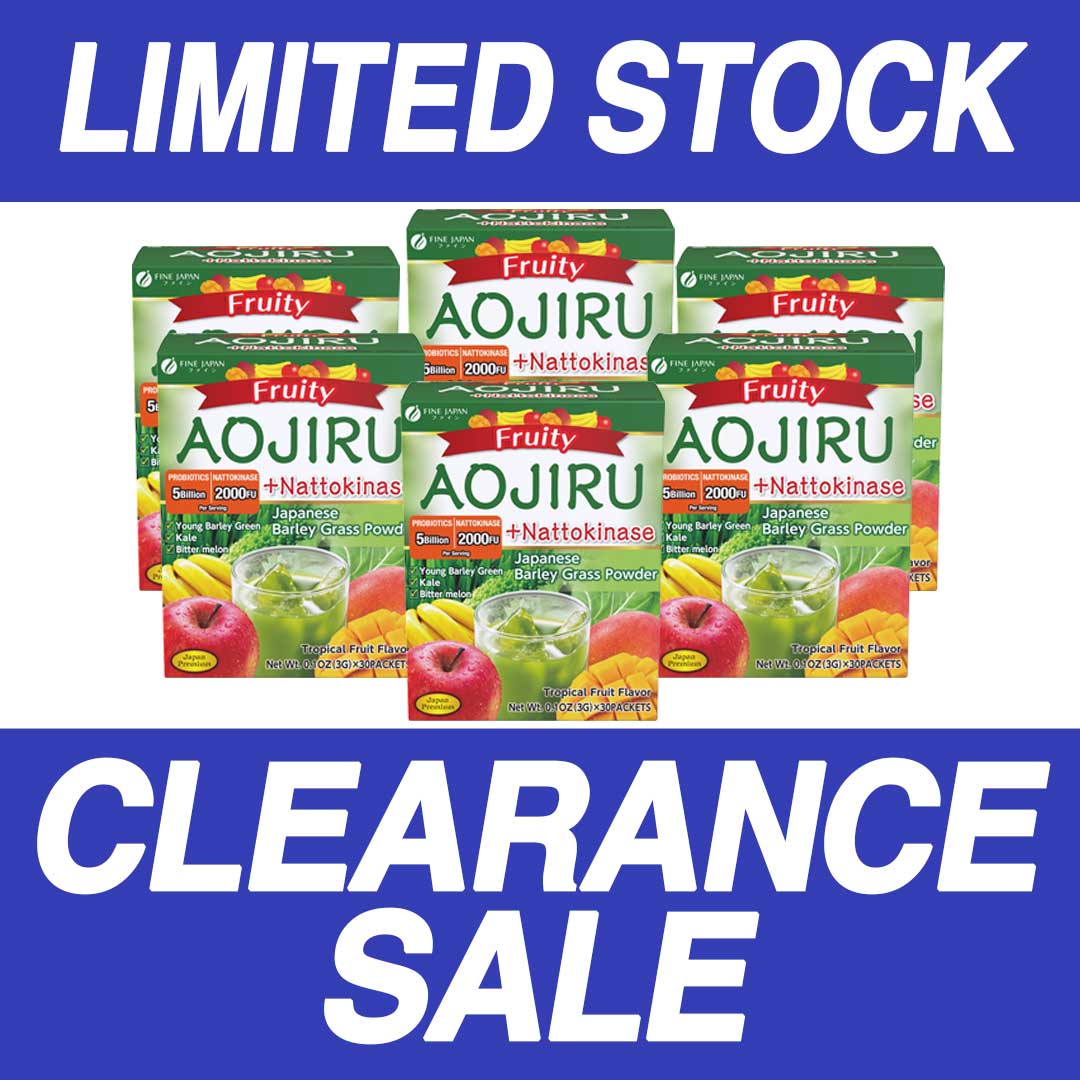 Japanese Green Aojiru Barley Grass Powder & Natto Kinase with fruits (30 Sticks) Set of 6 by FINE JAPAN
