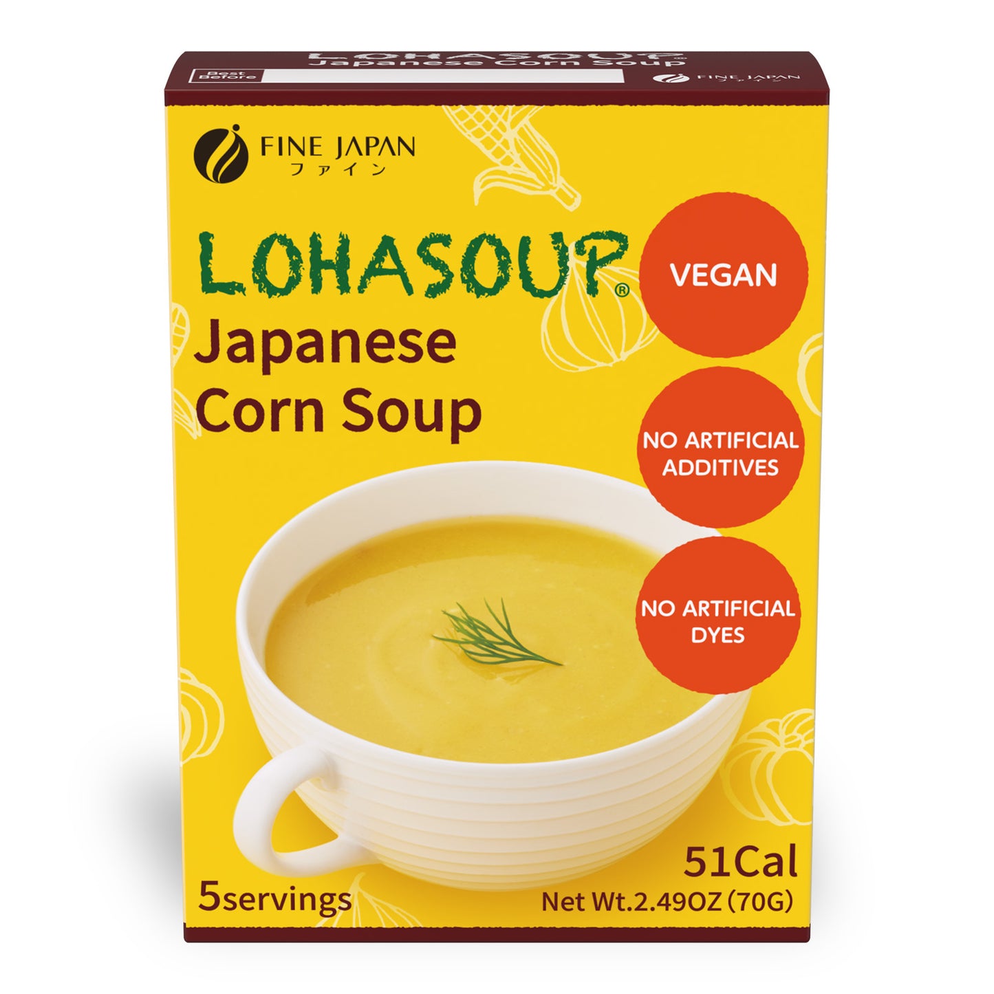 Vegan Japanese Corn Soup - Non-GMO, Allergen-Free, Vegetarian Soup (5-Pack, 25 Servings) by FINE JAPAN