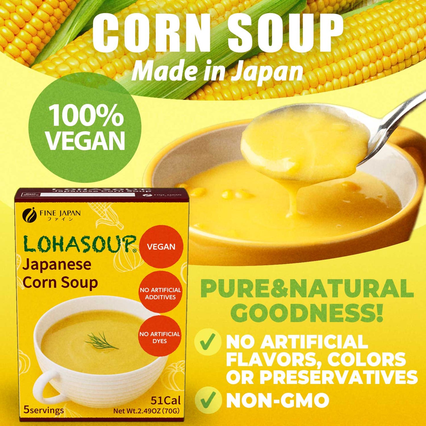 Japanese Sweet Corn & Vegetables Soup (5 Servings) Set of 3  by FINE JAPAN