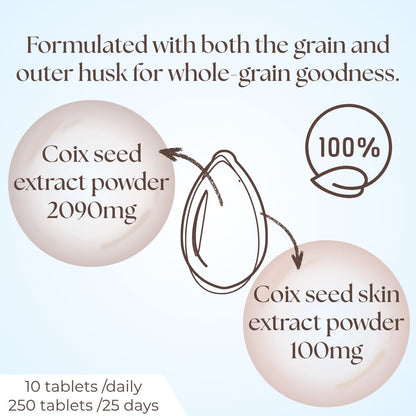 Coix Seed Extract Tablets for Radiant Skin – Beauty & Wellness Supplement, 250 Tablets (Prime Collection) by FINE JAPAN