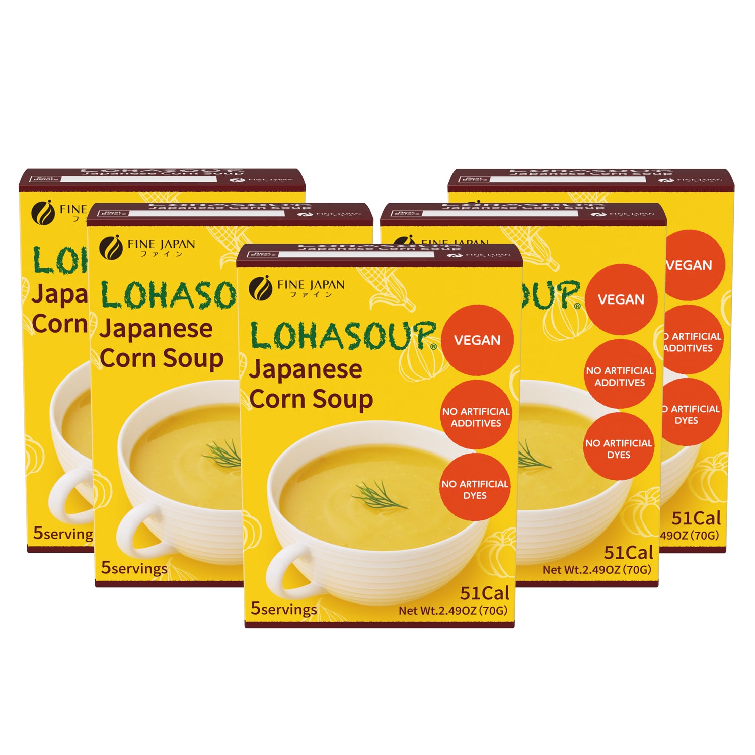 Vegan Japanese Corn Soup - Non-GMO, Allergen-Free, Vegetarian Soup (5-Pack, 25 Servings) by FINE JAPAN