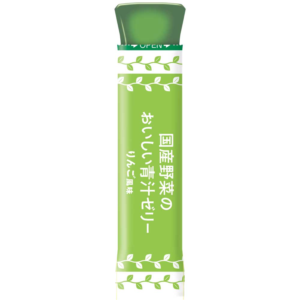 Delicious Apple-Flavored Aojiru Green Juice Jelly with Barley Grass, Kale, and Ashitaba Blend, 7 Sticks by FINE JAPAN