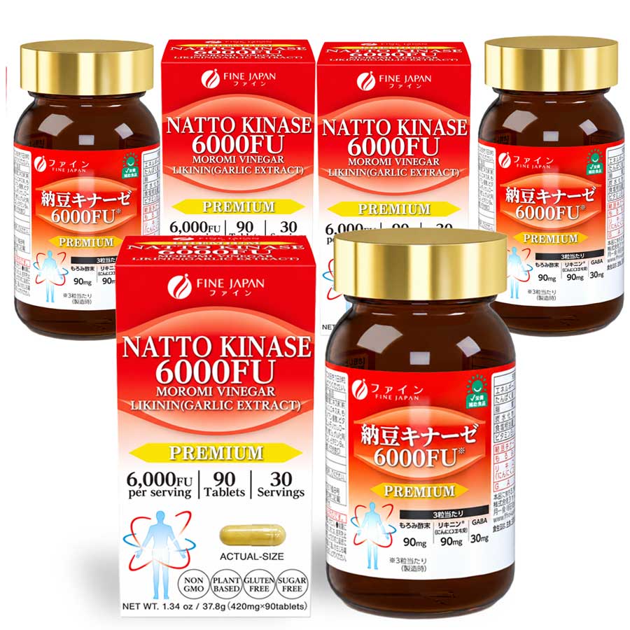 Nattokinase 6000FU (90 capsules) Set of 3 by FINE JAPAN - Shipping duty-free to the U.S.