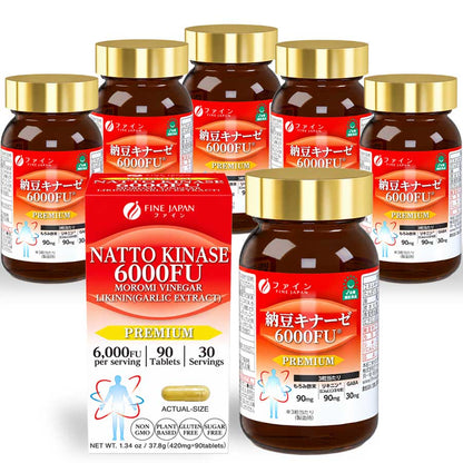 Nattokinase 6000FU (90 capsules) Set of 6 by FINE JAPAN - Shipping duty-free to the U.S.