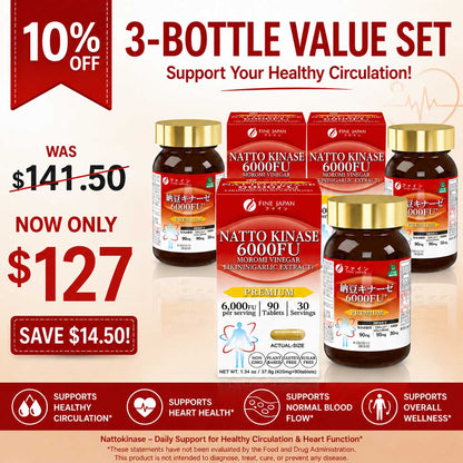 Nattokinase 6000FU (90 capsules) by FINE JAPAN - Shipping duty-free to the U.S.