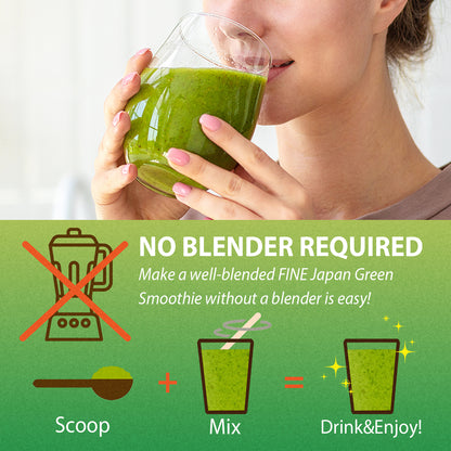 Green Morning Smoothie 219 Plant-Based Superfood Blend + High Fiber Meal Replacement Drink (200g) by FINE JAPAN