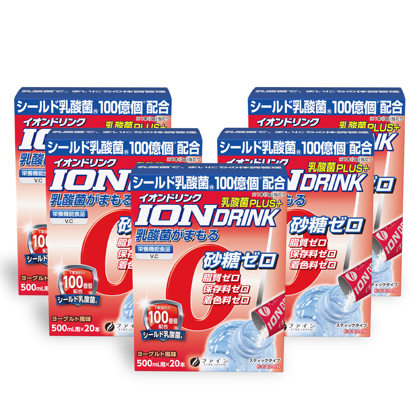 Ion Drink with Lactic Acid - Sports drink flavor, Zero Sugar, Zero Fat (20 Sticks x 5 Box) by FINE JAPAN