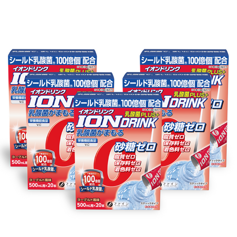 Ion Drink with Lactic Acid - Sports drink flavor, Zero Sugar, Zero Fat (20 Sticks x 5 Box), FINE JAPAN