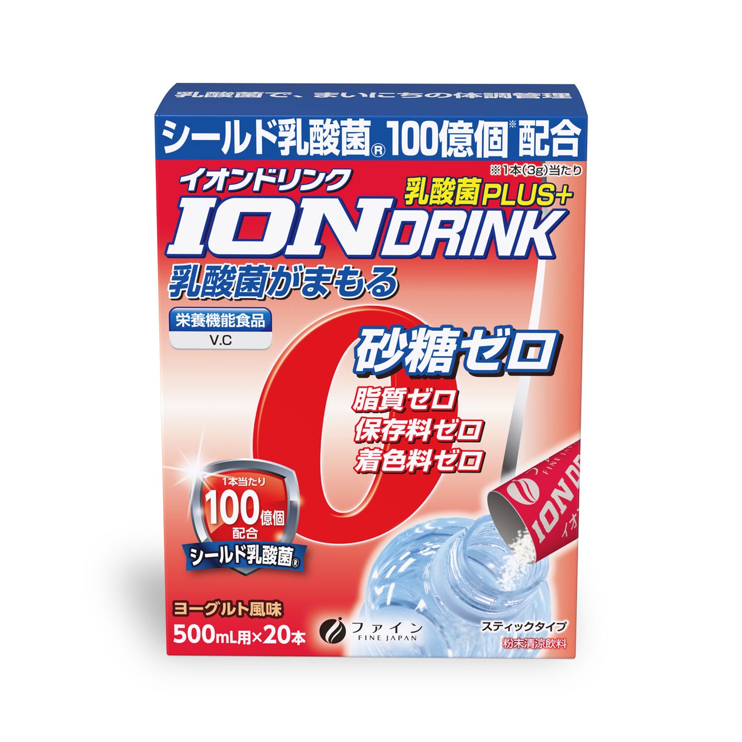 Ion Drink with Lactic Acid - Sports drink flavor, Zero Sugar, Zero Fat (20 Sticks) by FINE JAPAN