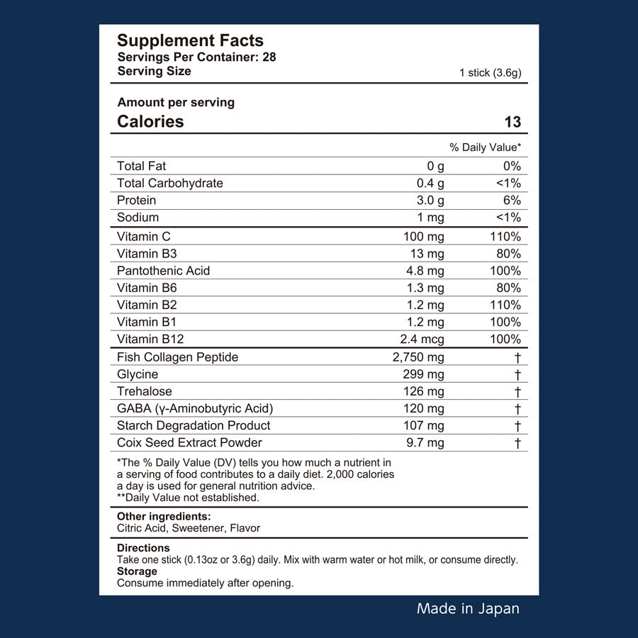 Collagen Supplement with GABA & Vitamins - Beauty Elixir for Radiant Skin and Enhance Sleep  (28 Servings) by FINE JAPAN