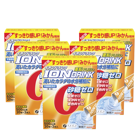 Ion Drink with Zinc - Orange Flavor, Zero Sugar, Zero Fat (22 Sticks x 5 Box), FINE JAPAN