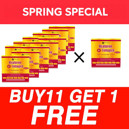 ★BUY 11 GET 1 FREE★ Premium Marine Collagen Powder with Hyaluronic Acid, CoQ10 & Elastin (210g/7.4oz for 30 Days) Set of 12 by FINE JAPAN