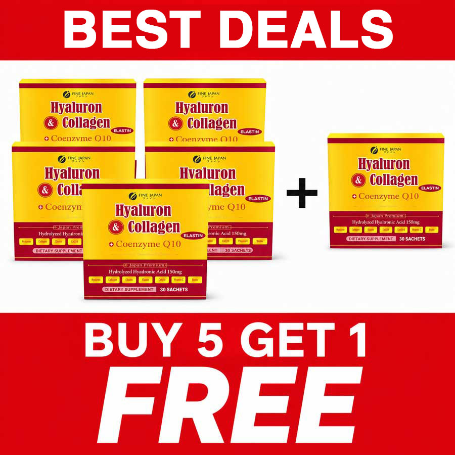 ★BUY 5 GET 1 FREE★ Premium Marine Collagen Powder with Hyaluronic Acid, CoQ10 & Elastin (210g/7.4oz for 30 Days) Set of 6 by FINE JAPAN