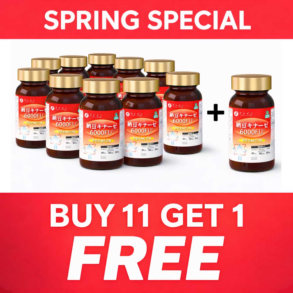 ★BUY 11 GET 1 FREE★Nattokinase 6000FU (90 capsules) Set of 11 by FINE JAPAN