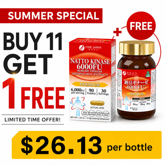 ★BUY 11 GET 1 FREE★Nattokinase 6000FU (90 capsules) Set of 11 by FINE JAPAN
