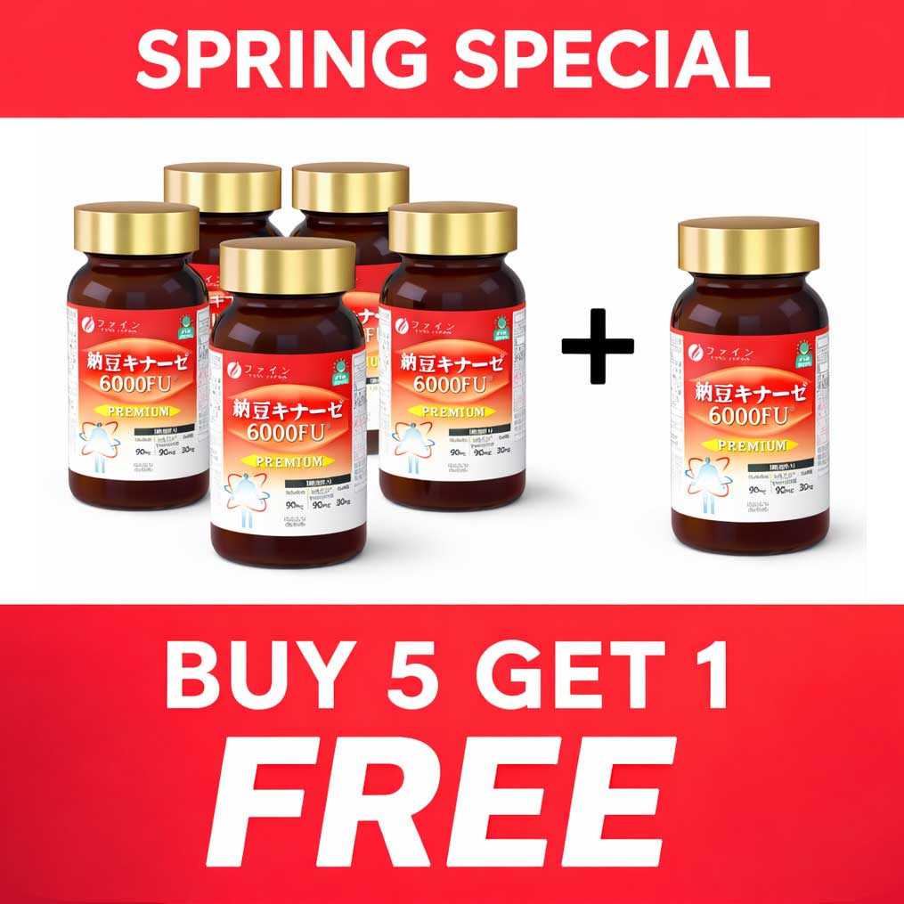 ★BUY 5 GET 1 FREE★Nattokinase 6000FU (90 capsules) Set of 5 by FINE JAPAN
