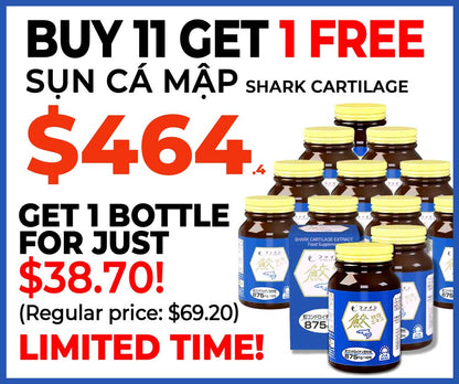 Shark Cartilage Chondroitin, Sụn Cá Mập, Bone and Joint Supplement, 52-Day Supply (520 Tablets) by FINE JAPAN