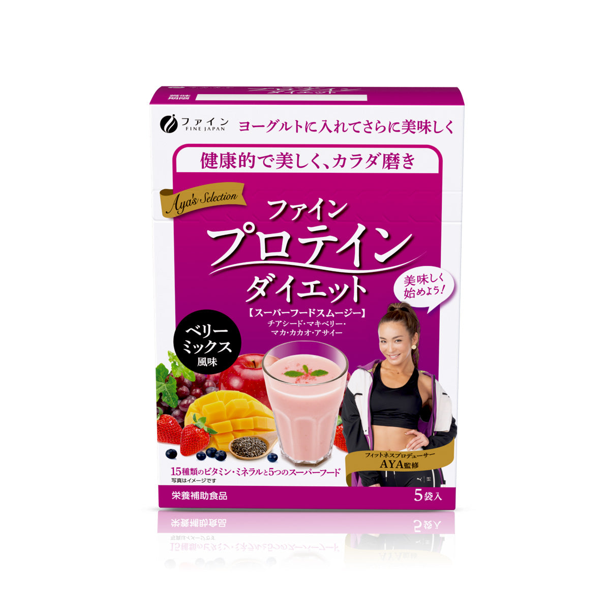 Fine Protein Diet AYA'S Selection, Berry mix Smoothie (5 Sachets) by FINE JAPAN