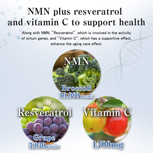 Fine NMN, Resveratrol, Vitamin C (120 Capsules), FINEJAPAN