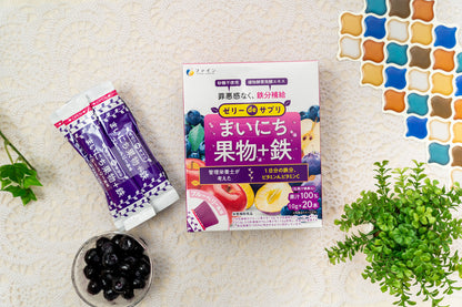 Iron & Vitamin Jelly Supplement - Sugar-Free Fruit Flavor (20 Sticks) by FINE JAPAN