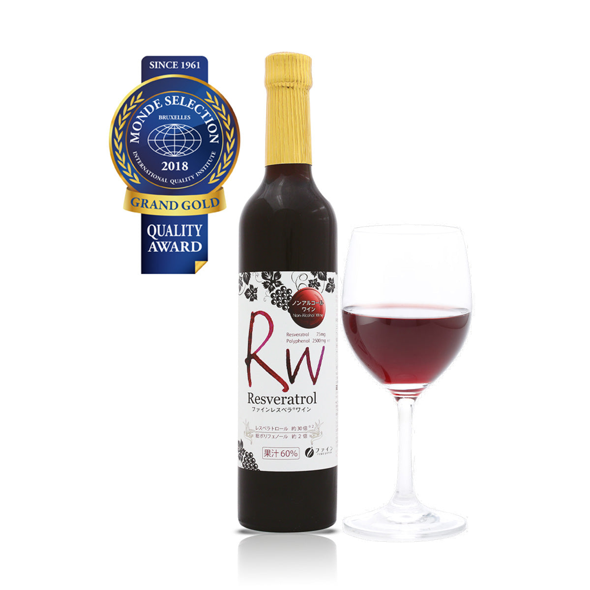 Resvera Wine, Non-Alcoholic wine, Resveratrol (500 ml) by FINE JAPAN