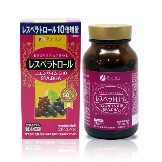 Resveratrol Coenzyme Q10, EPA DHA (180 Capsules) by FINE JAPAN