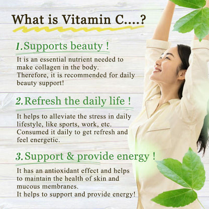 Vitamin C & D Supplement Capsules – 1000mg Vitamin C & 8.5μg Vitamin D (60 capsules) by FINE JAPAN
